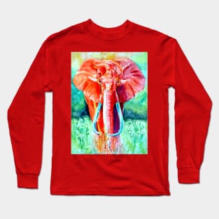 Red African Elephant Long Sleeve T-Shirt